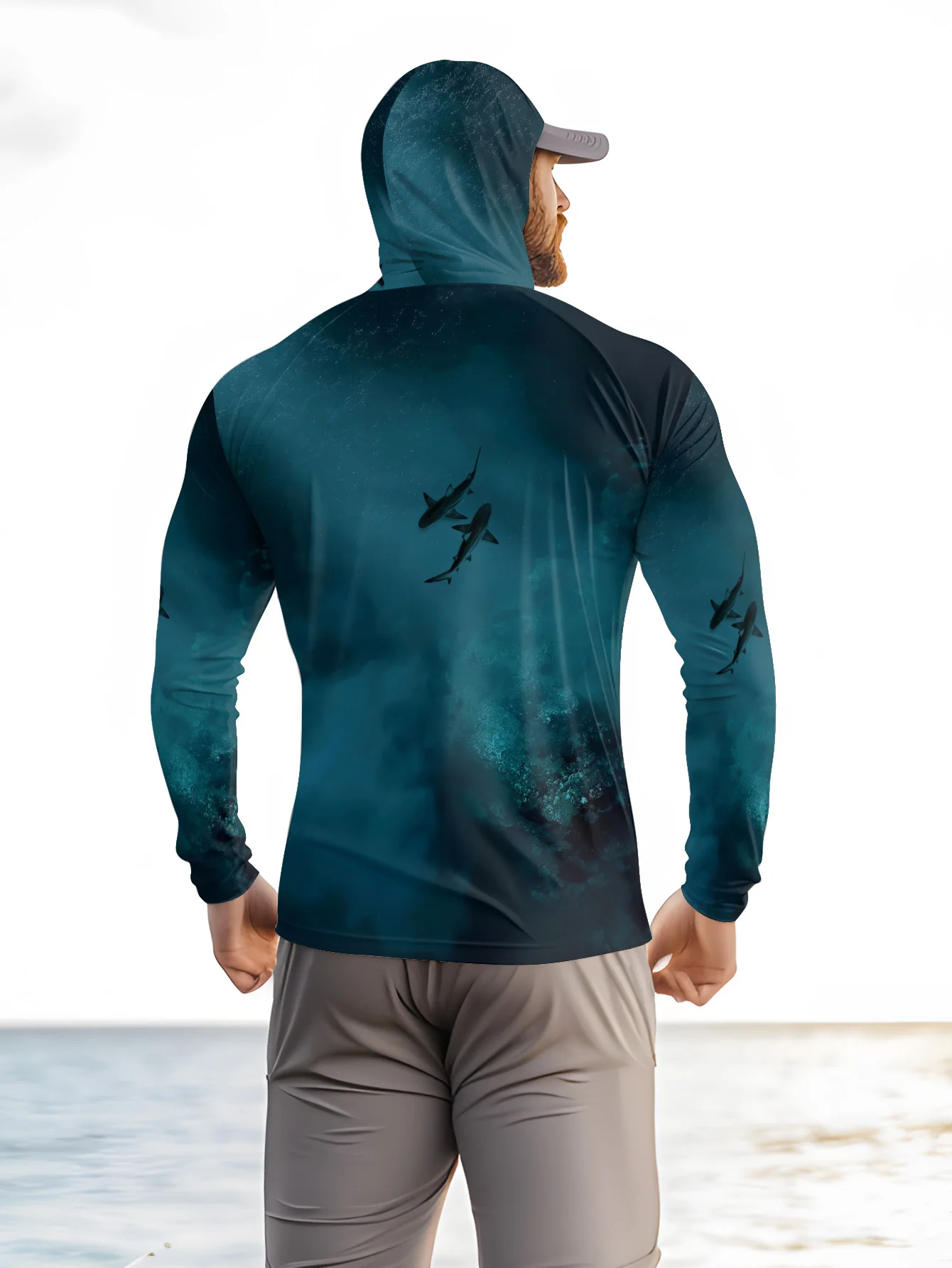 UPF50+ Men Fishing Hoodie With - Fishing Mask Sun Protection ulasan dan harga